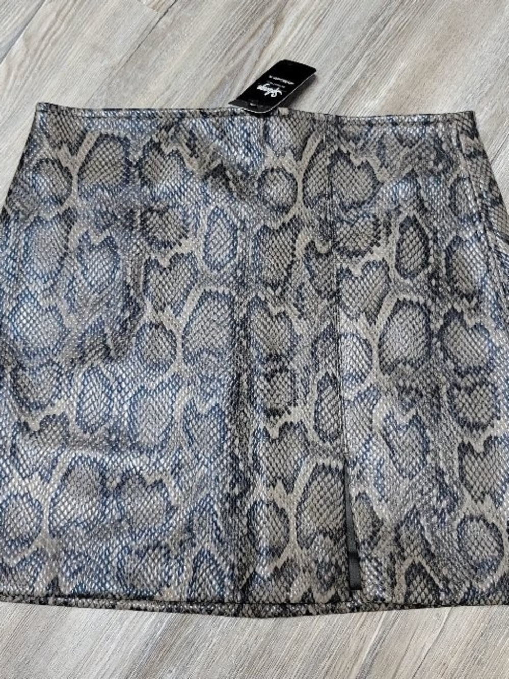 Faux Snakeskin Mini Skirt - Black & Gray